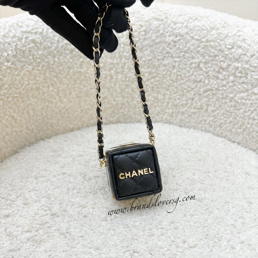 Chanel Cube Bag Charm in Black Lambskin and GHW