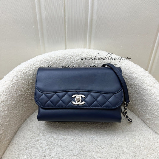 Chanel Timeless Tramezzo Small Flap in Navy Lambskin and SHW