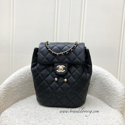 Chanel 24S Urban Spirit Backpack in Black Shiny Caviar and LGHW