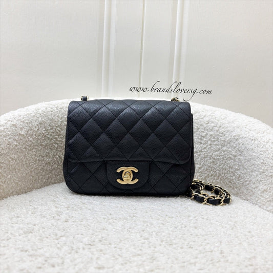 Chanel Classic Square Mini Flap in Black Caviar and Matte GHW