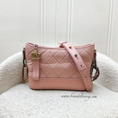 Chanel Small Gabrielle Hobo in Pink Distressed Calfskin, Pink Base and 3-Tone HW