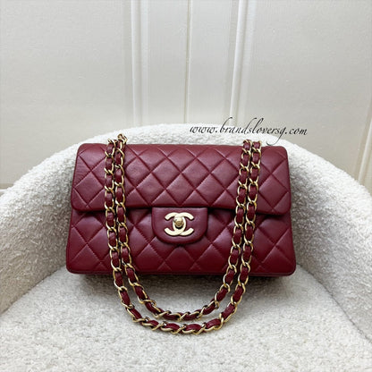 Chanel Vintage Small Classic Flap CF in Red Lambskin and 24K Gold Plated HW