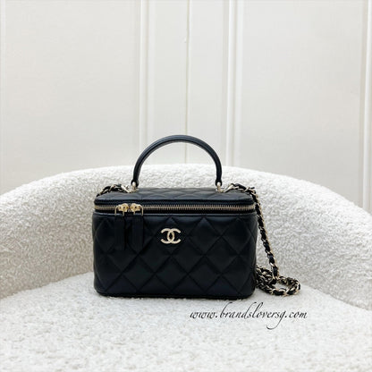 Chanel Top Handle Small Vanity in Black Lambskin and LGHW