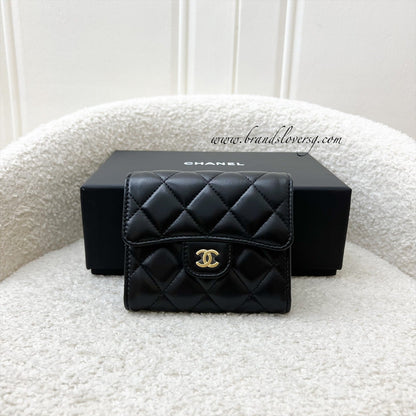 Chanel Classic Trifold Compact Wallet in Black Lambskin and GHW (Model: AP0231)