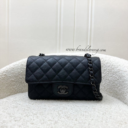 Chanel So Black Classic Mini Rectangular Flap in Black Distressed Calfskin and Black HW (Model: A69900)