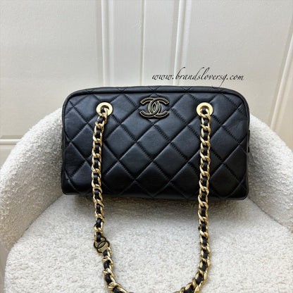 Chanel 24P Camera Shoulder Bag in Black Calfskin and AGHW