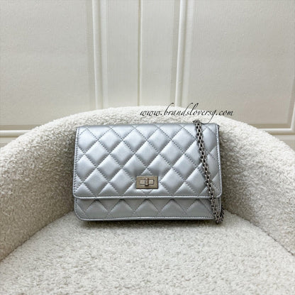 Chanel Reissue Wallet on Chain WOC in Metallic Silver Calfskin and SHW