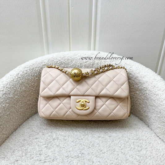 Chanel Pearl Crush Mini Rectangular Flap in 22C Beige Lambskin and AGHW (Model: AS1787)