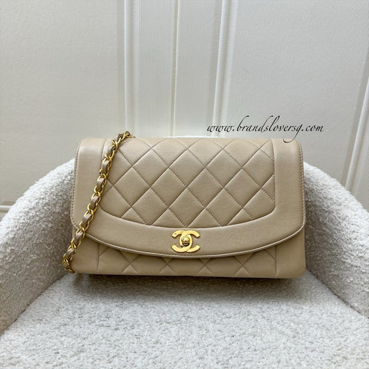Chanel Medium Vintage Diana Flap in Beige Lambskin and 24K GHW