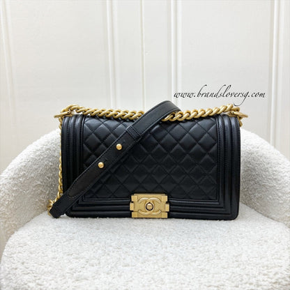 Chanel Medium 25cm Boy Flap in Black Caviar and AGHW