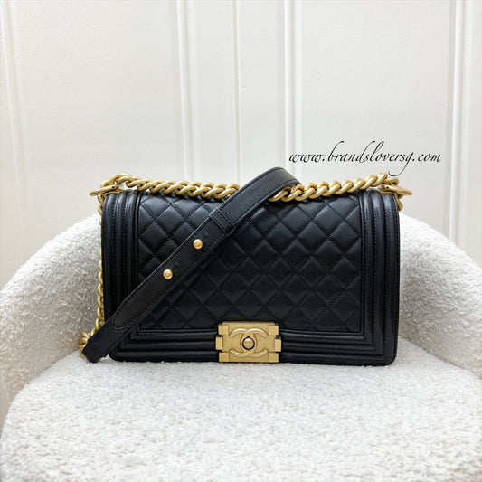 Chanel Medium 25cm Boy Flap in Black Caviar and AGHW