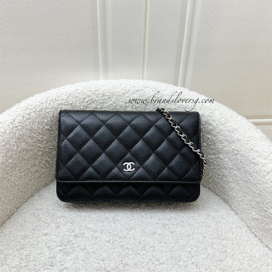 Chanel Classic Wallet on Chain WOC in Black Caviar and SHW (Model: AP0250)