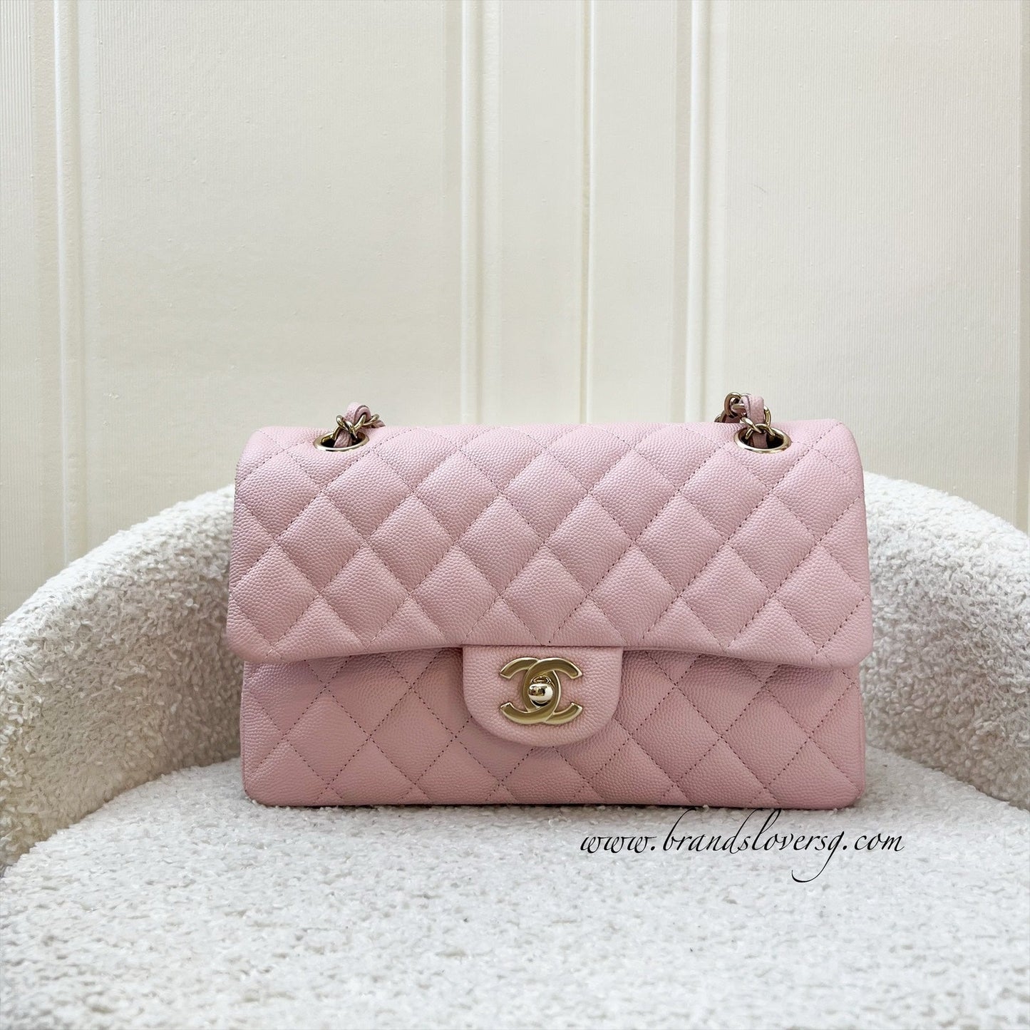 Chanel Small Classic Flap CF in 22B Pink Caviar and LGHW
