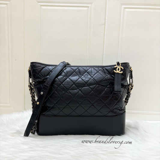 Chanel Large Gabrielle Hobo in Black Distressed Calfskin and 3 Tone HW