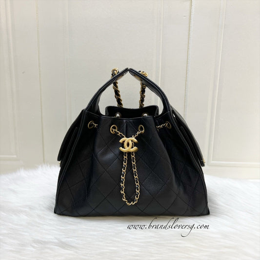 Chanel 25 Small Hobo Bag in Black Caviar and AGHW (Model: AS5293)