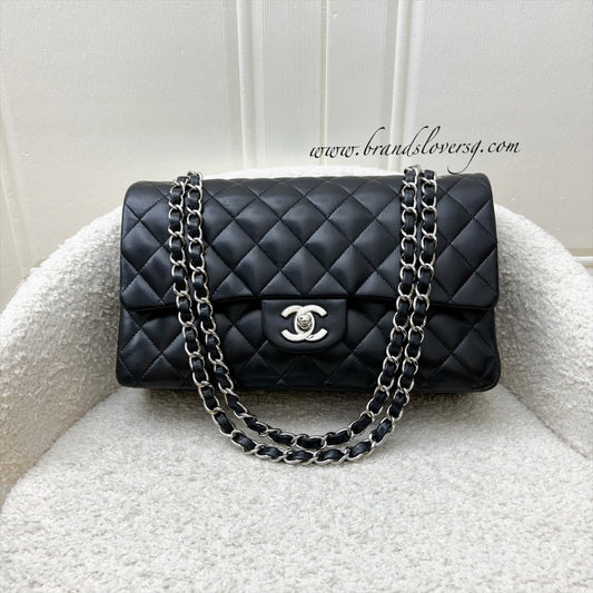 Chanel Medium Classic Flap CF in Black Lambskin and SHW