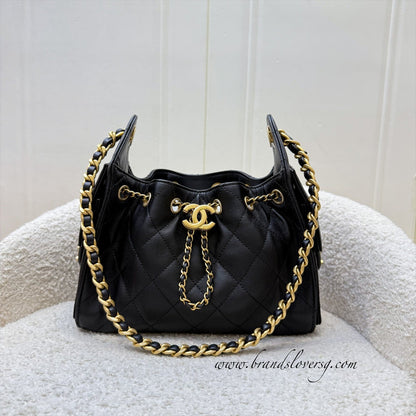 [LN - Local Full Set - Nov 2025] Chanel 25 Mini Hobo Bag in Black Caviar and AGHW (Model: AS5631)