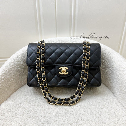 [Brand New - Full Set - May 2022] Chanel Small Classic Flap CF in Black Caviar and GHW (Model: A01113)