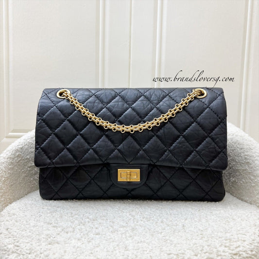 Chanel 2.55 Reissue Large 226 Flap in Black Distressed Calfskin and AGHW