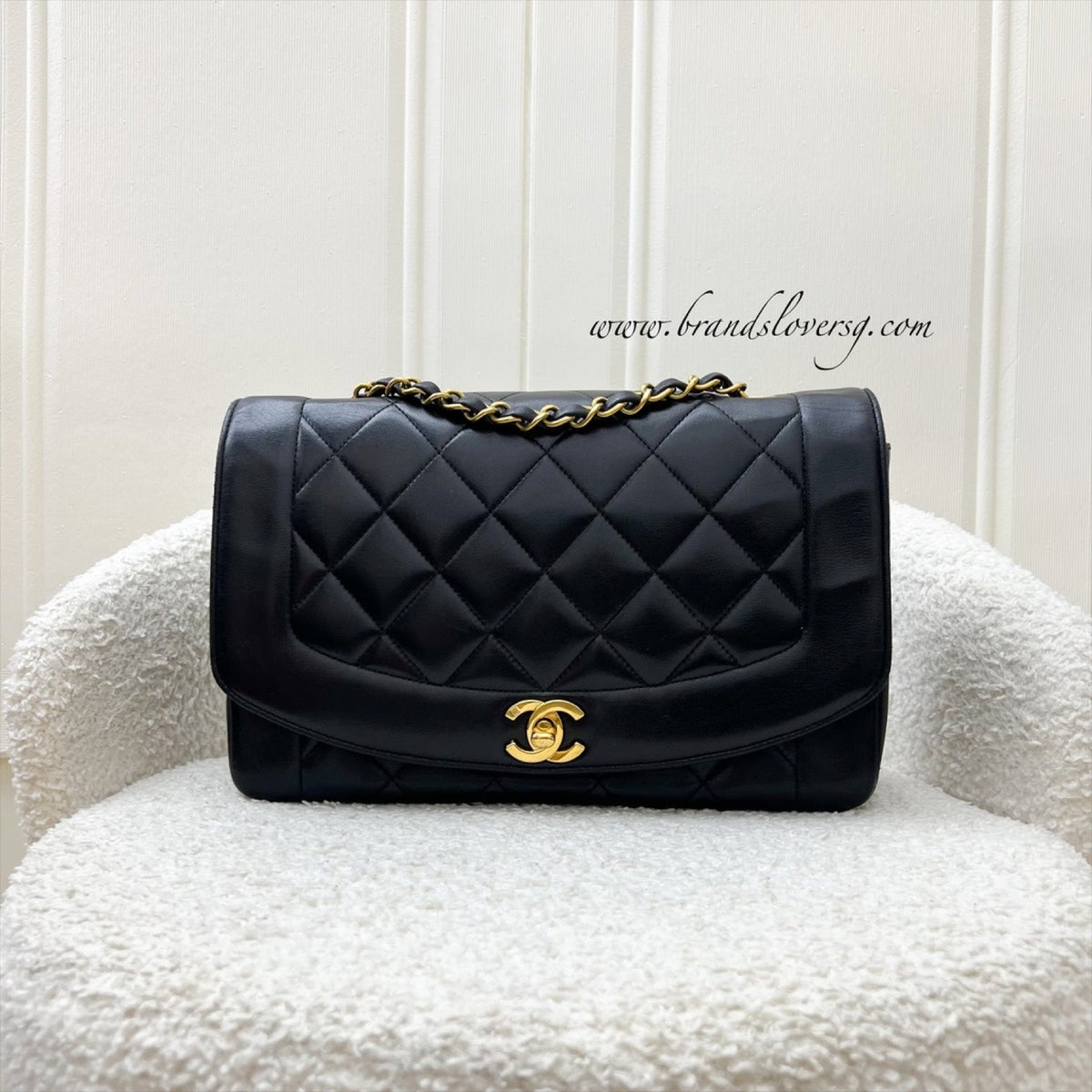 Chanel Medium Vintage Diana Flap in Black Lambskin and 24K GHW