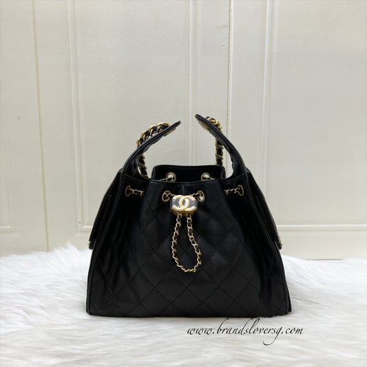 Chanel 25 Small Hobo Bag in Black Caviar and AGHW (Model: AS5293)