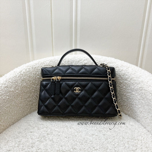 [New Local Jan 2025] Chanel 25C Vanity / Clutch with Chain (LP Style Bag) in Black Caviar and LGHW