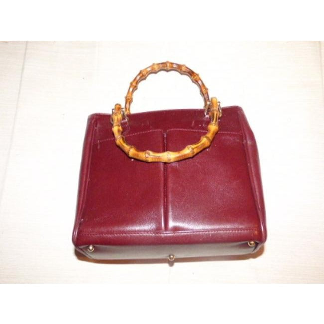 Gucci Burgundy Leather Original Diana Satchel With Bamboo Handles