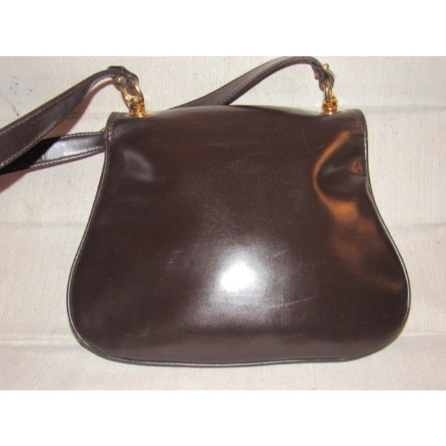 Mod, RARE, delicious, chocolate brown leather, Gucci 'Blondie', shoulder style, saddle bag with large, gold 'GG' emblem