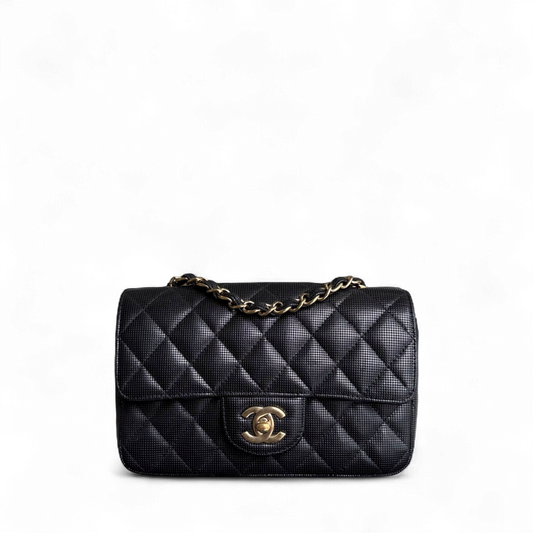 Chanel Classic Flap Mini - Pixelated Calfskin 20CM Limited Edition Quilted Black Gold Hardware Series 21
