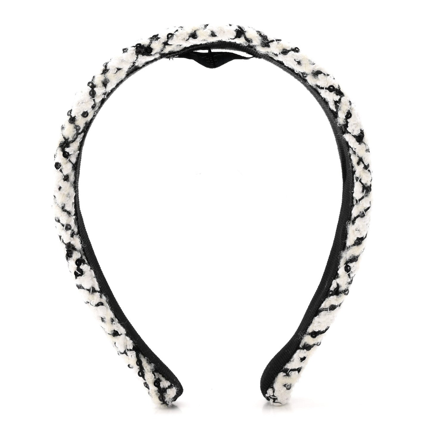 Tweed Sequin Headband White Black