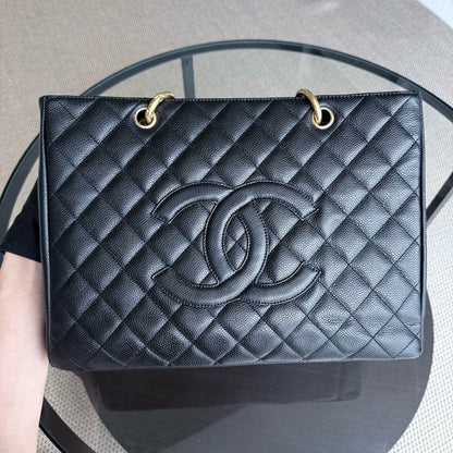 Chanel GST Grand Shopping Tote - Caviar Quilted Black Gold Hardware Series 11