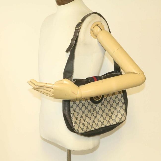Gucci  Navy Guccissima Print & Leather Hobo w Red Accents & Gold G Medallion