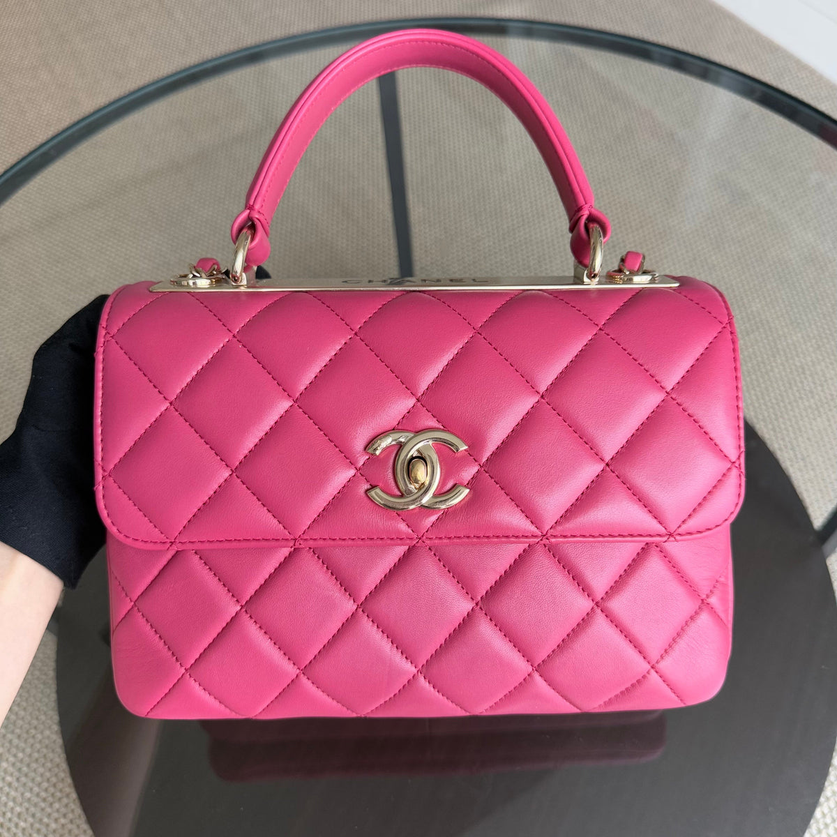 Chanel Trendy CC Small - Quilted Lambskin Hot Pink Gold Hardware Series 24