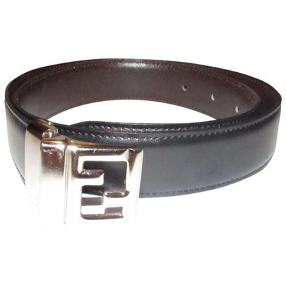 Fendi Blackbrownchrome Ff Buckle Leather And Belt
