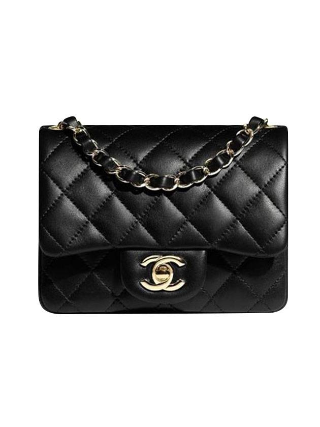 Mini Flap Lambskin Cross Bag Light Black Chanel