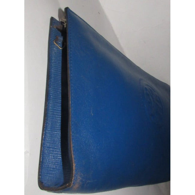 Fendi Vintage Cobalt Blue With Embossed Janus Head Textured Leather Two-Way