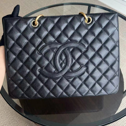 Caviar GST Grand Shopping Tote Quilted Black Golden Hardware Series 12
