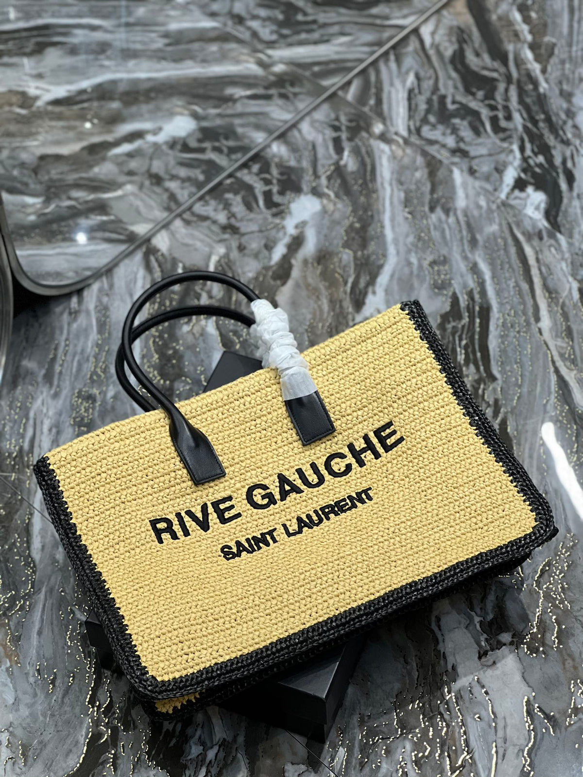 Yves Saint Laurent Rive Gauche Tote Bag In Raffia