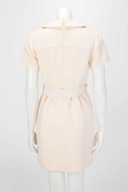 Louis Vuitton Cream Peter Pan Collar Belted Dress FR 38