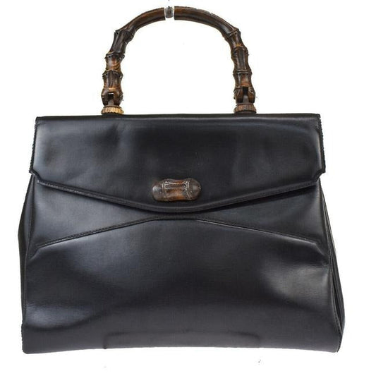 Gucci Daily Top Handle W Bamboo Clasp Khaki Brown Leather Shoulder Bag