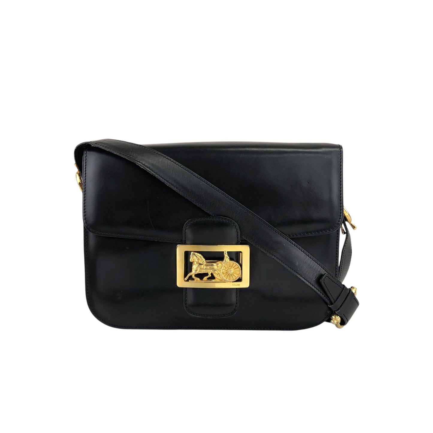 CELINE Horse Carriage Shoulder bag Black Vintage rfmfw6