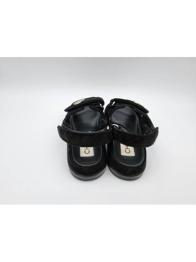 Suede Velcro Sandals Black Chanel