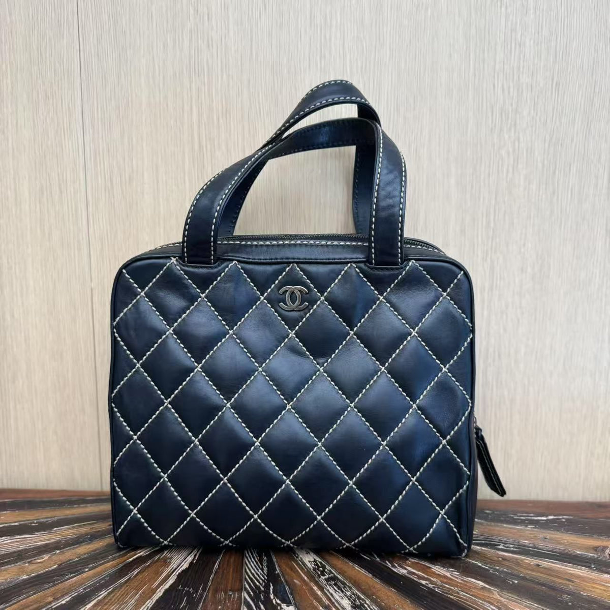 Chanel Surpique Bowler Bag - Black Handle Bags, Handbags