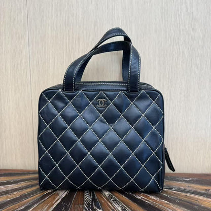 Chanel Surpique Bowler Bag - Black Handle Bags, Handbags