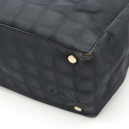 CHANEL NEW LABEL LINE Tote MM TORTE BAG Nylon  Black Black Gold  A15991
