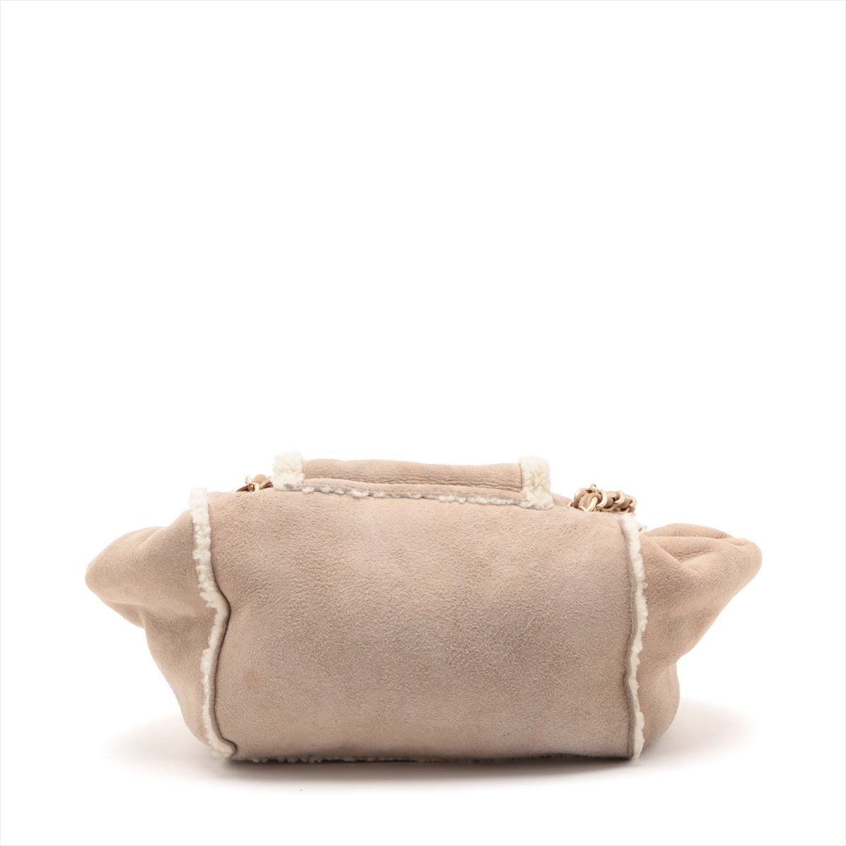 Chanel Coco Mouton Chain Shoulder Bag Beige Gold  7th