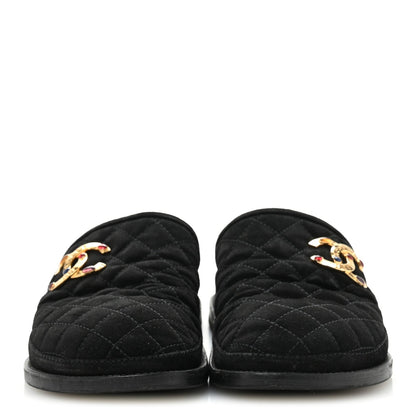 Suede Stitched Resin CC Mules 38.5 Black