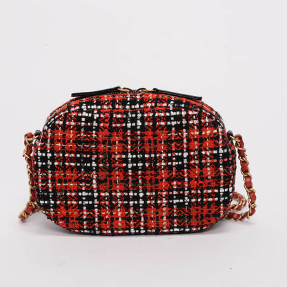 Chanel Red Tweed & Lambskin Coco Midnight Camera Case