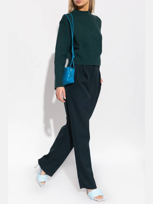 Luxury Bottega Veneta Wool Straight Pants Green