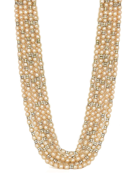 Chanel 1990s Vintage Multi-Strand Pearl & Crystal Necklace